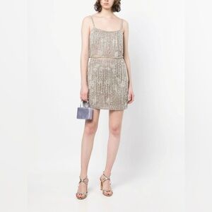 Rachel Gilbert Dante Diamond Fringe Hand Embellished Crop Top NWT